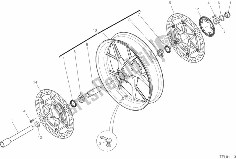 Todas as partes de Roda Da Frente do Ducati Multistrada 1260 S D-air 2020